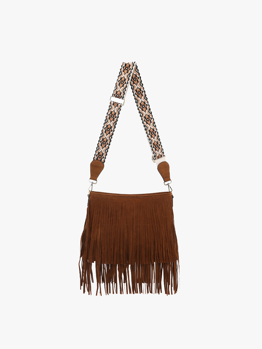Sadie Suede Fringe Crossbody w/ Guitar Strap | M2045