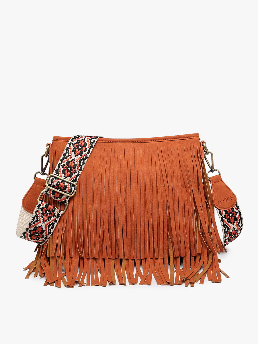 Sadie Suede Fringe Crossbody w/ Guitar Strap | M2045