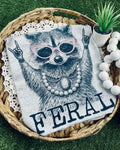 T-shirt Feral Racoon with pearls and glasses