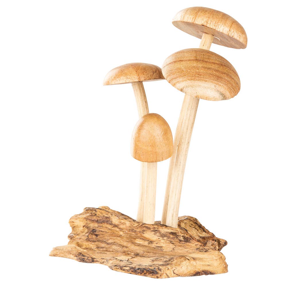 4 WOODEN MUSHROOMS