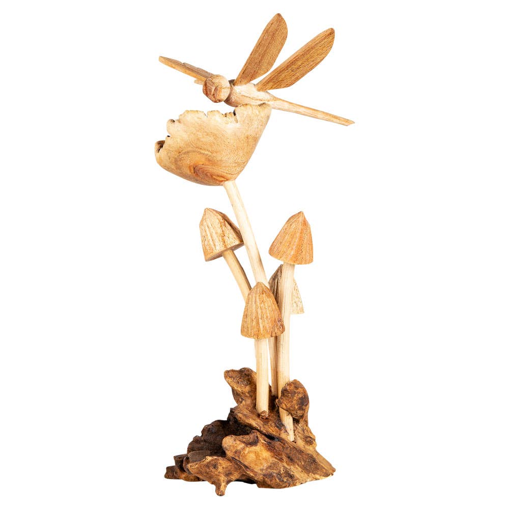 WOODEN MUSHROOMS WITH DRAGONFLY