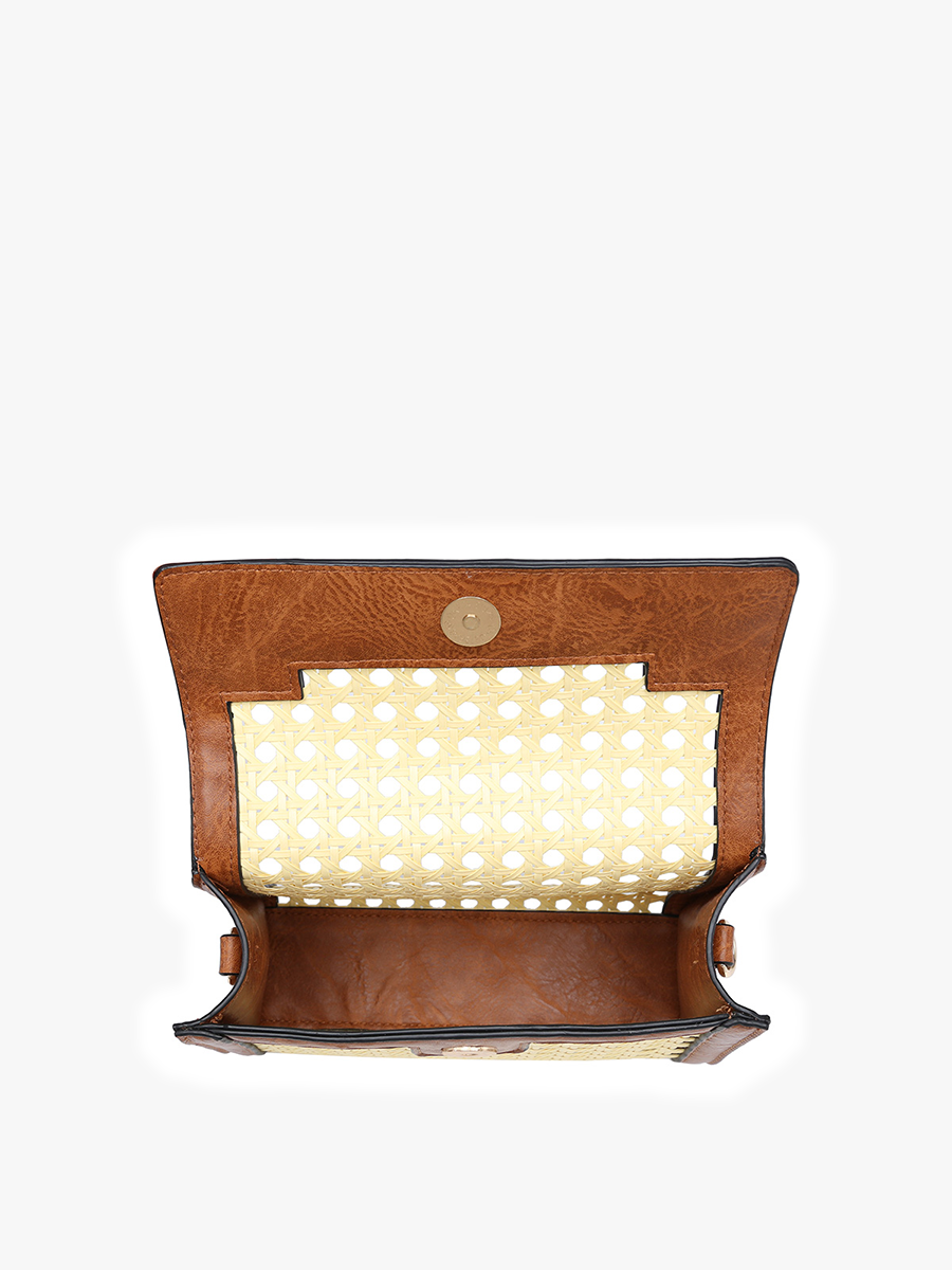 Etta Rattan Crossbody Bag – Vegan Leather Accents | M2089A
