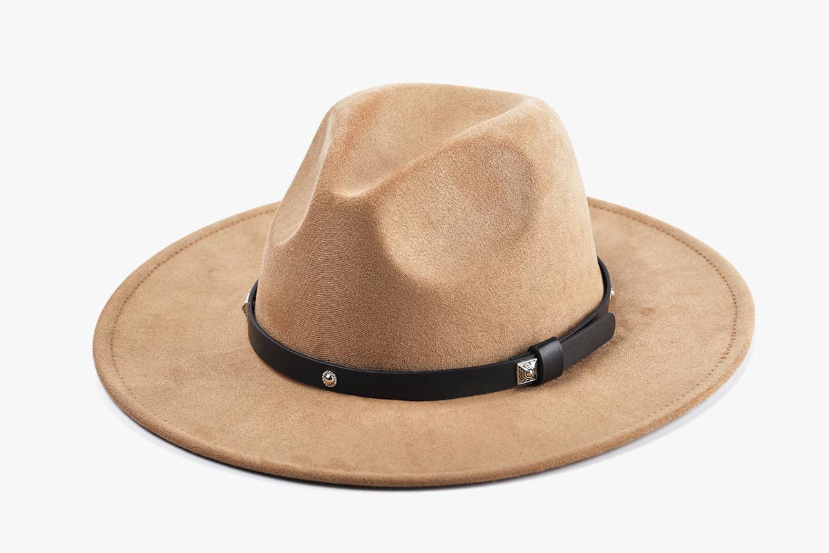Wynn Faux Suede Fedora – Studded Band Hat | HAT2325