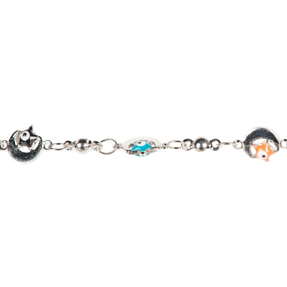 MOON & STARS MULTI COLORED EVIL EYE BRACELET