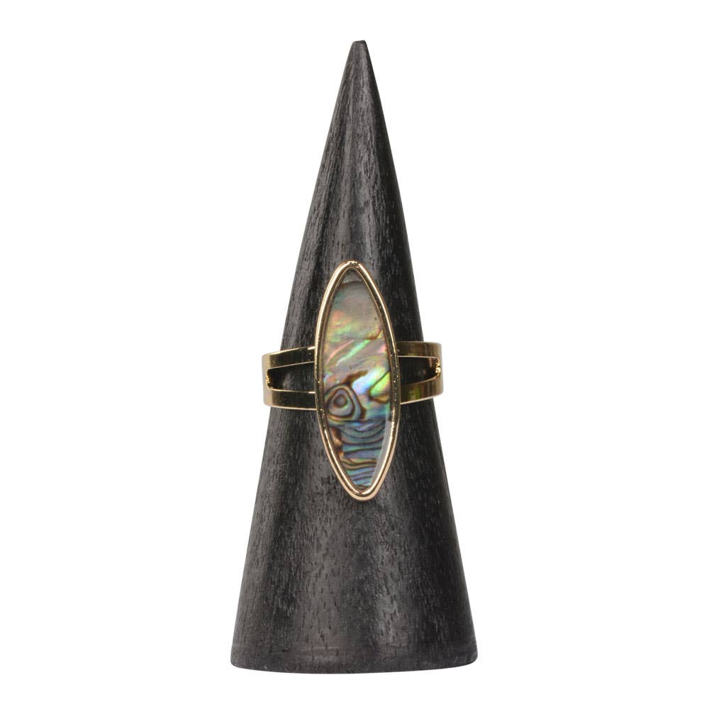 Silver Abalone Adjustable Rin
