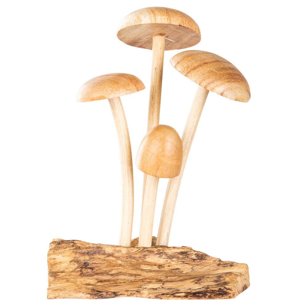4 WOODEN MUSHROOMS