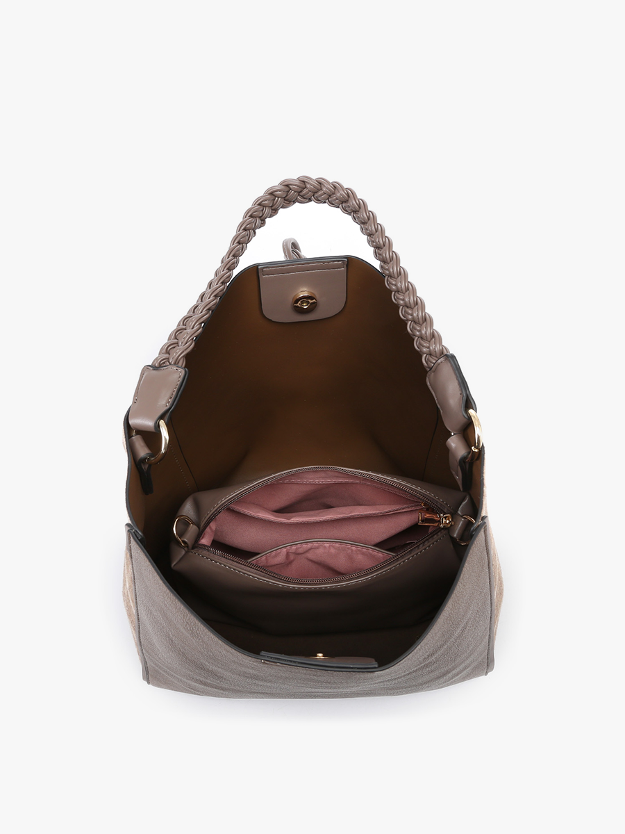 Dina Plaid Contrast Tote w/ Tassel | M2175PLD