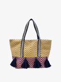 Tyra Chevron Cotton Tote w/ Tassels | M2158