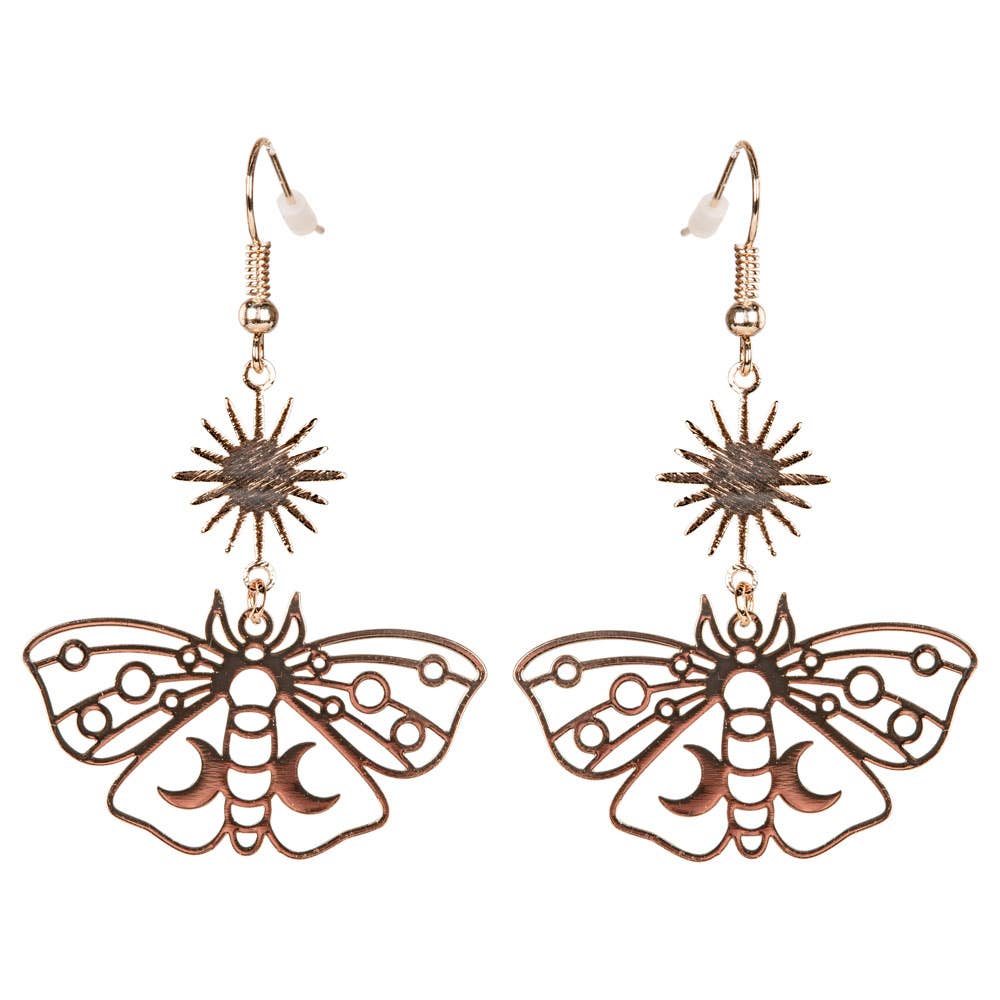 Moth Sun And Moon Earrings
