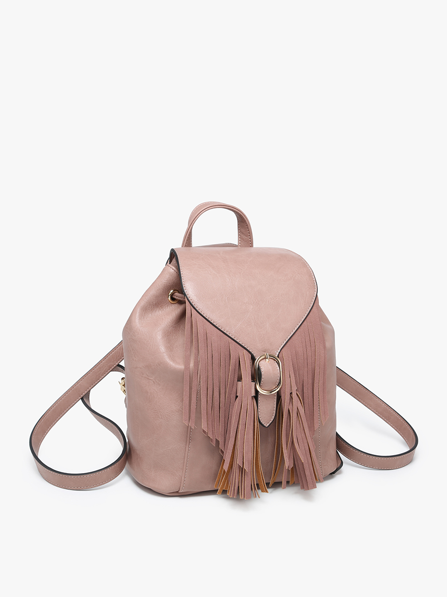 Jewel Fringe Bucket Backpack – Distressed Vegan Bag | BP2349