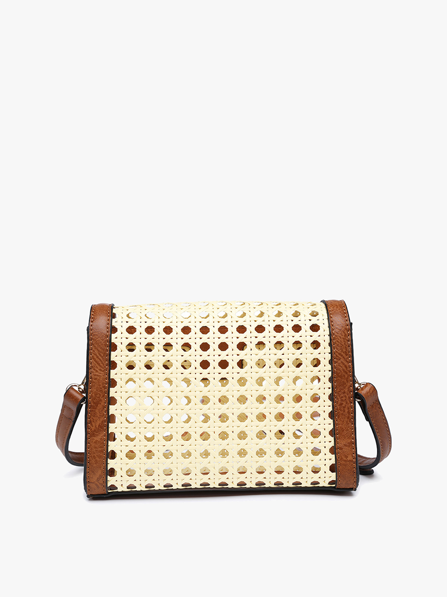 Etta Rattan Crossbody Bag – Vegan Leather Accents | M2089A