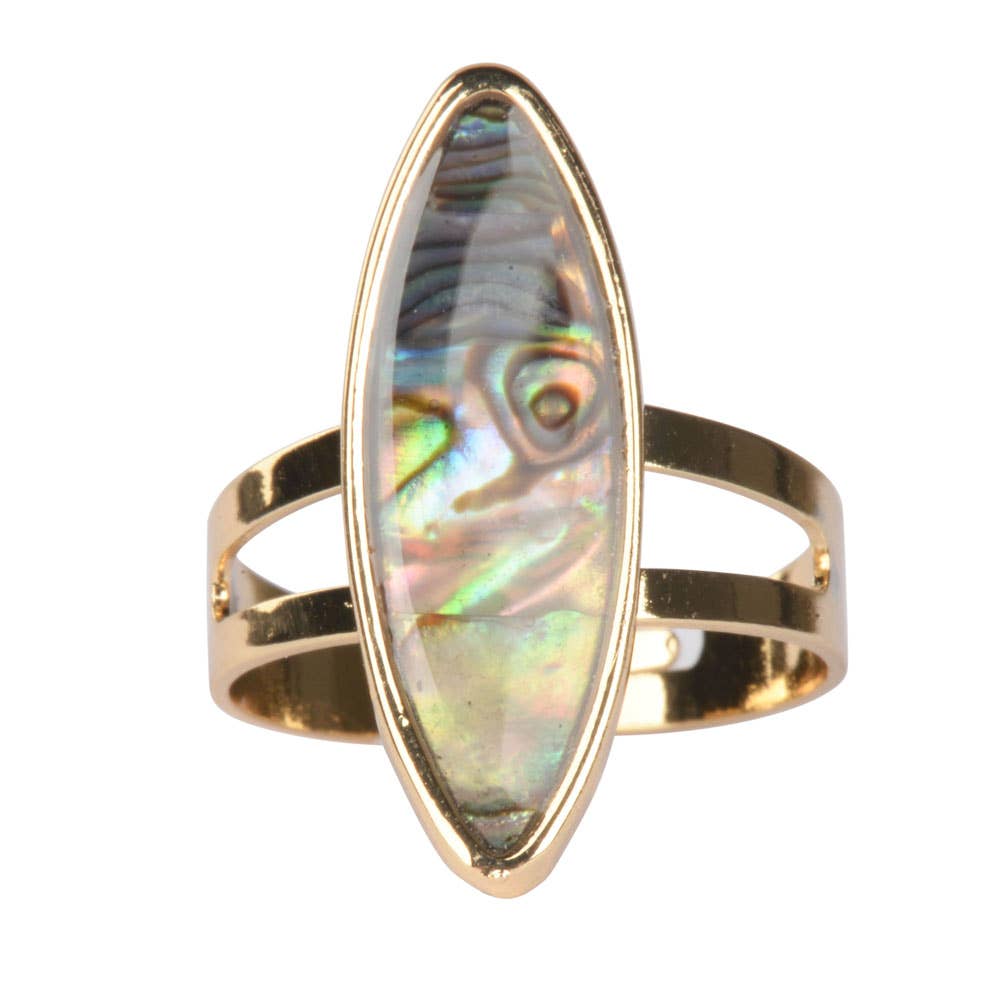 Silver Abalone Adjustable Rin
