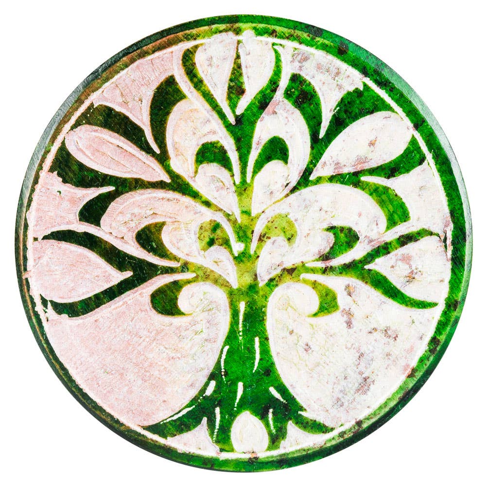 TREE OF LIFE 2" ROUND SOAPSTONE BOX