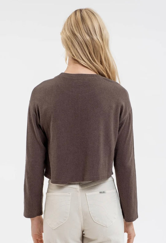 Long Sleeve Brown Crop