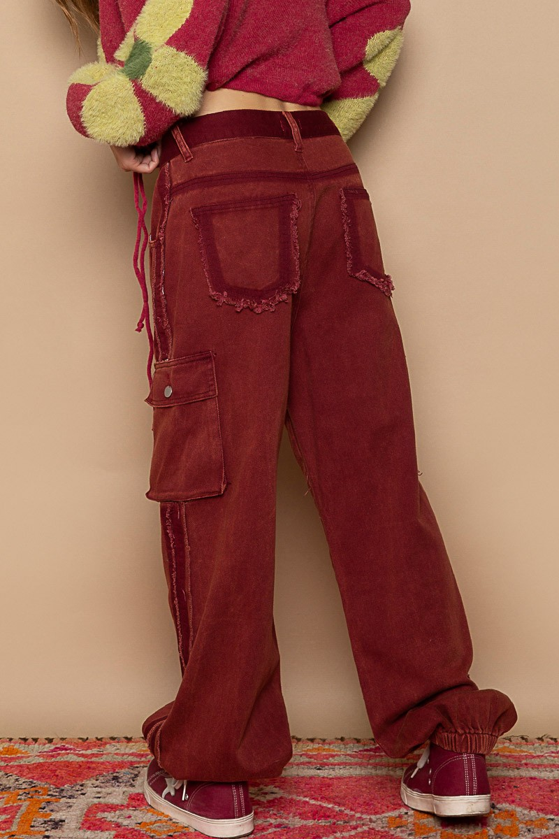 Slouchy Jean in a washed Burgandy Red