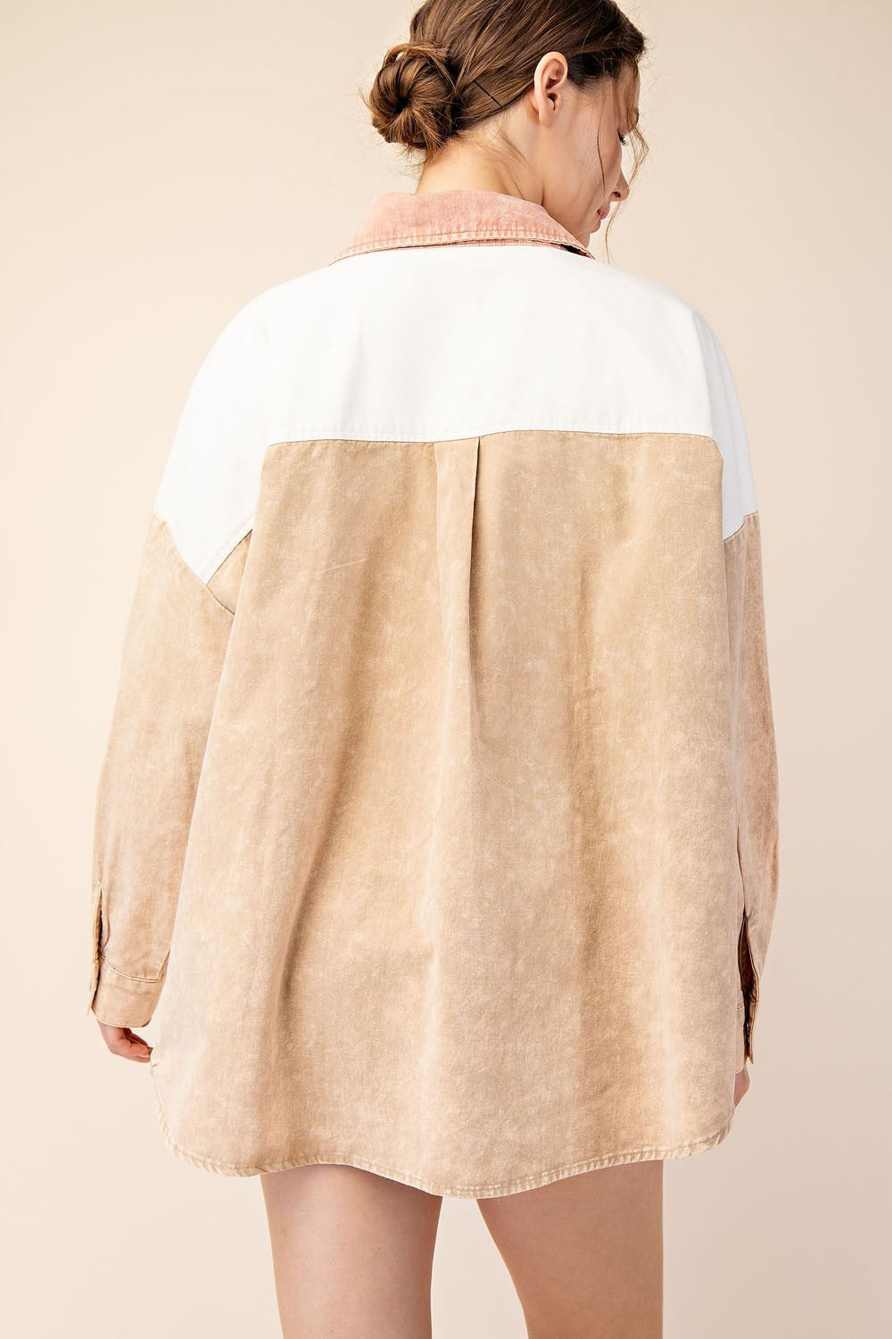 Color Block button Up Shirt