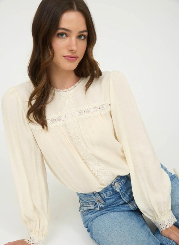Cream Blouse with lace details