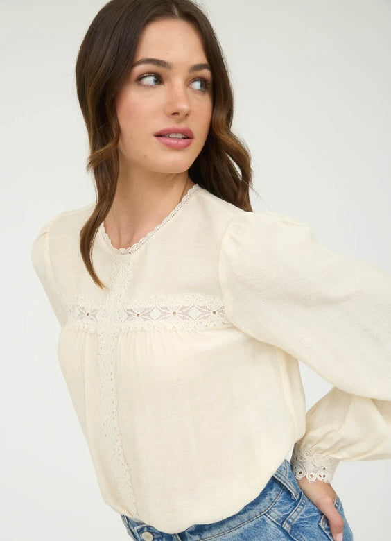 Cream Blouse with lace details