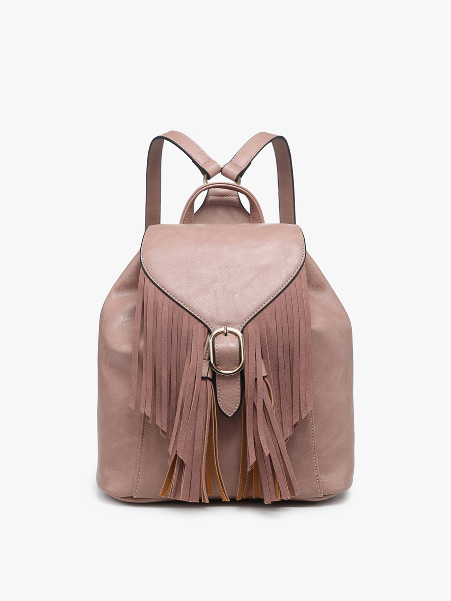 Jewel Fringe Bucket Backpack – Distressed Vegan Bag | BP2349