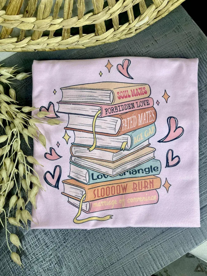 stack of books t-shirt