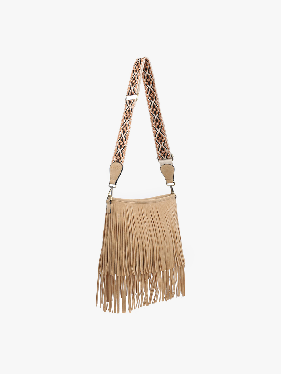 Sadie Suede Fringe Crossbody w/ Guitar Strap | M2045