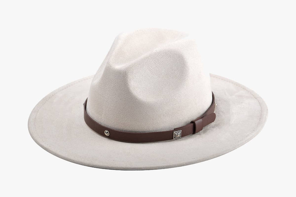 Wynn Faux Suede Fedora – Studded Band Hat | HAT2325