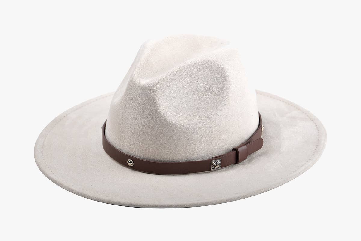 Wynn Faux Suede Fedora – Studded Band Hat | HAT2325