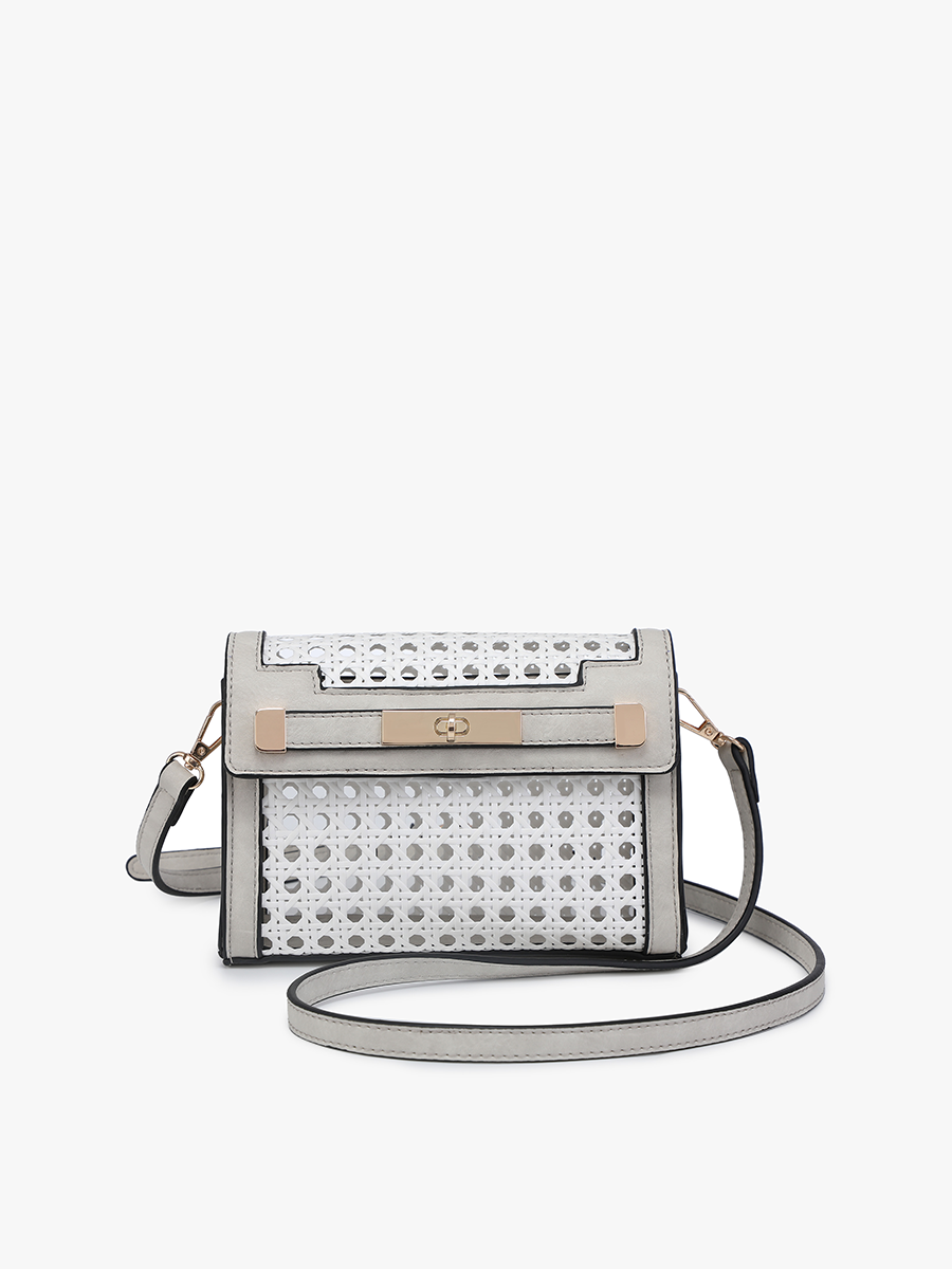 Etta Rattan Crossbody Bag – Vegan Leather Accents | M2089A