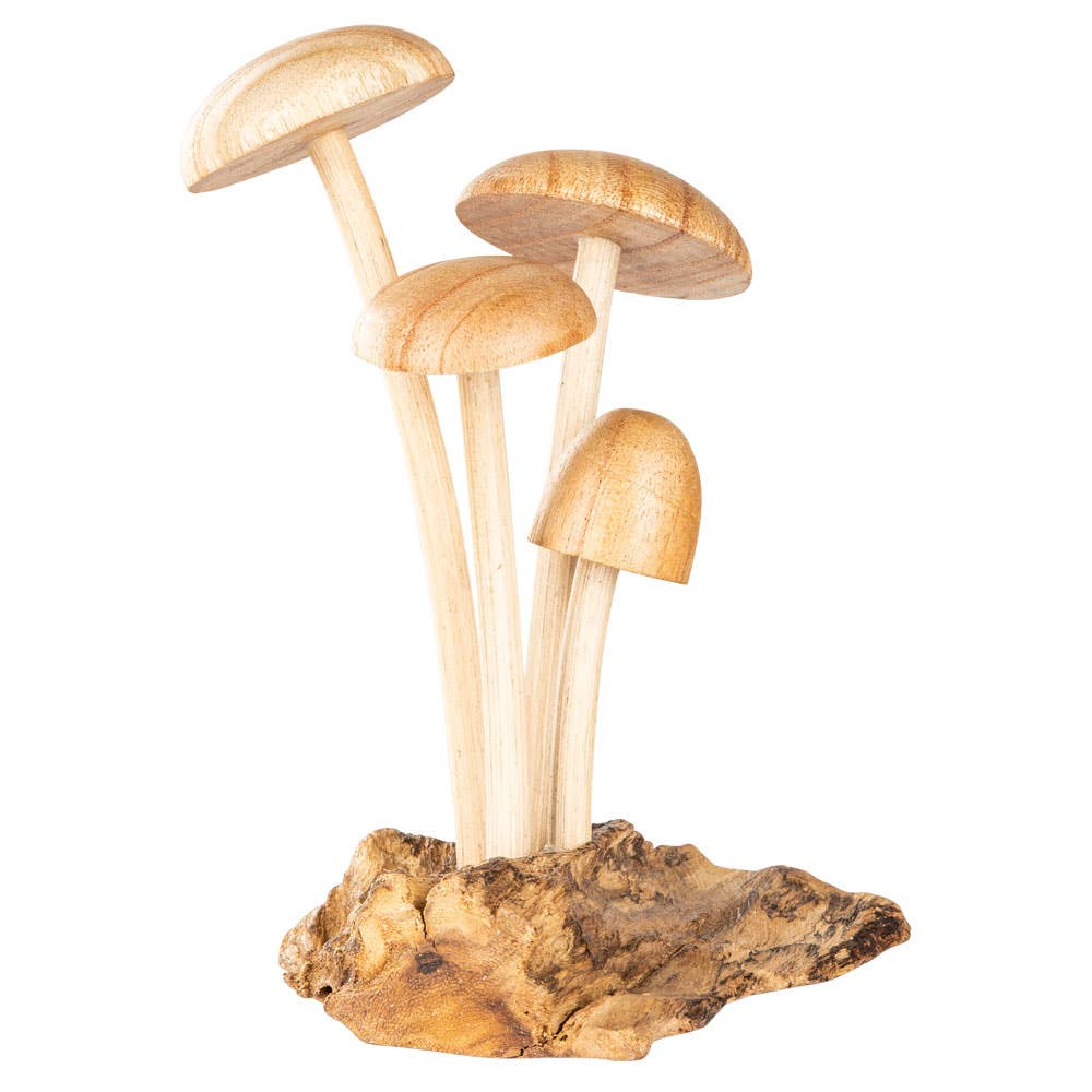 4 WOODEN MUSHROOMS