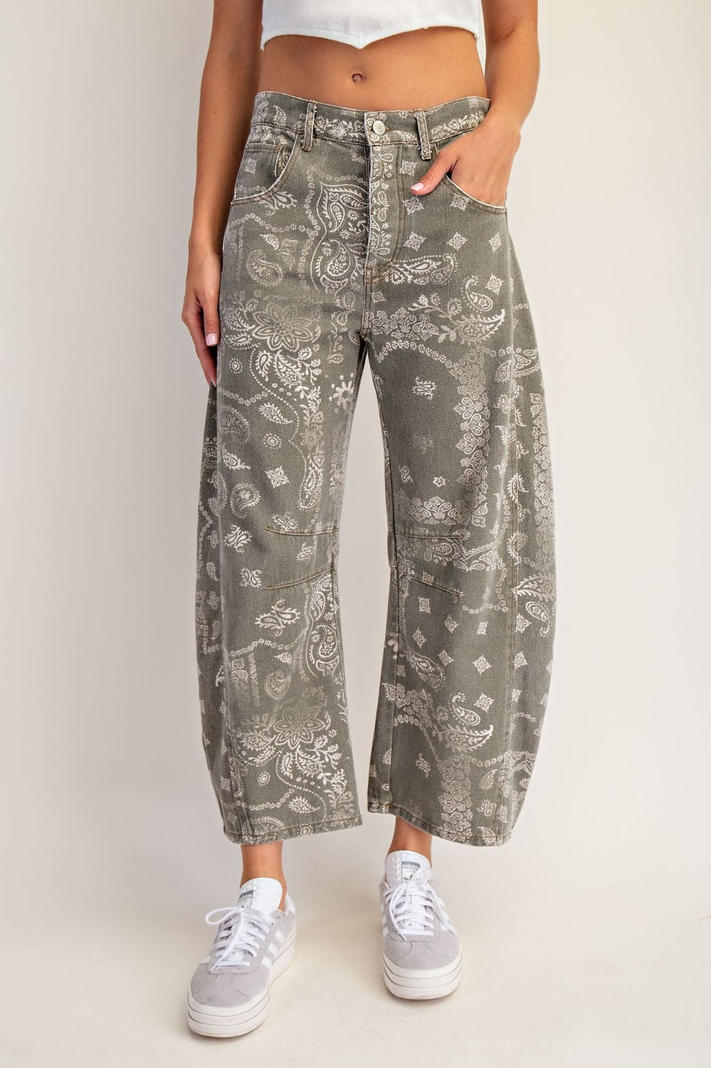 Handkerchief Print Barrel Pant