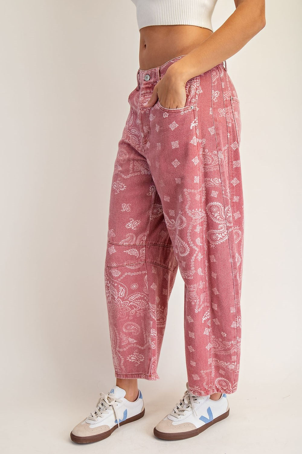 Handkerchief Print Barrel Pant