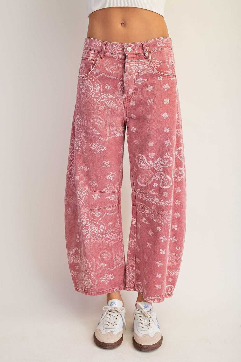 Handkerchief Print Barrel Pant