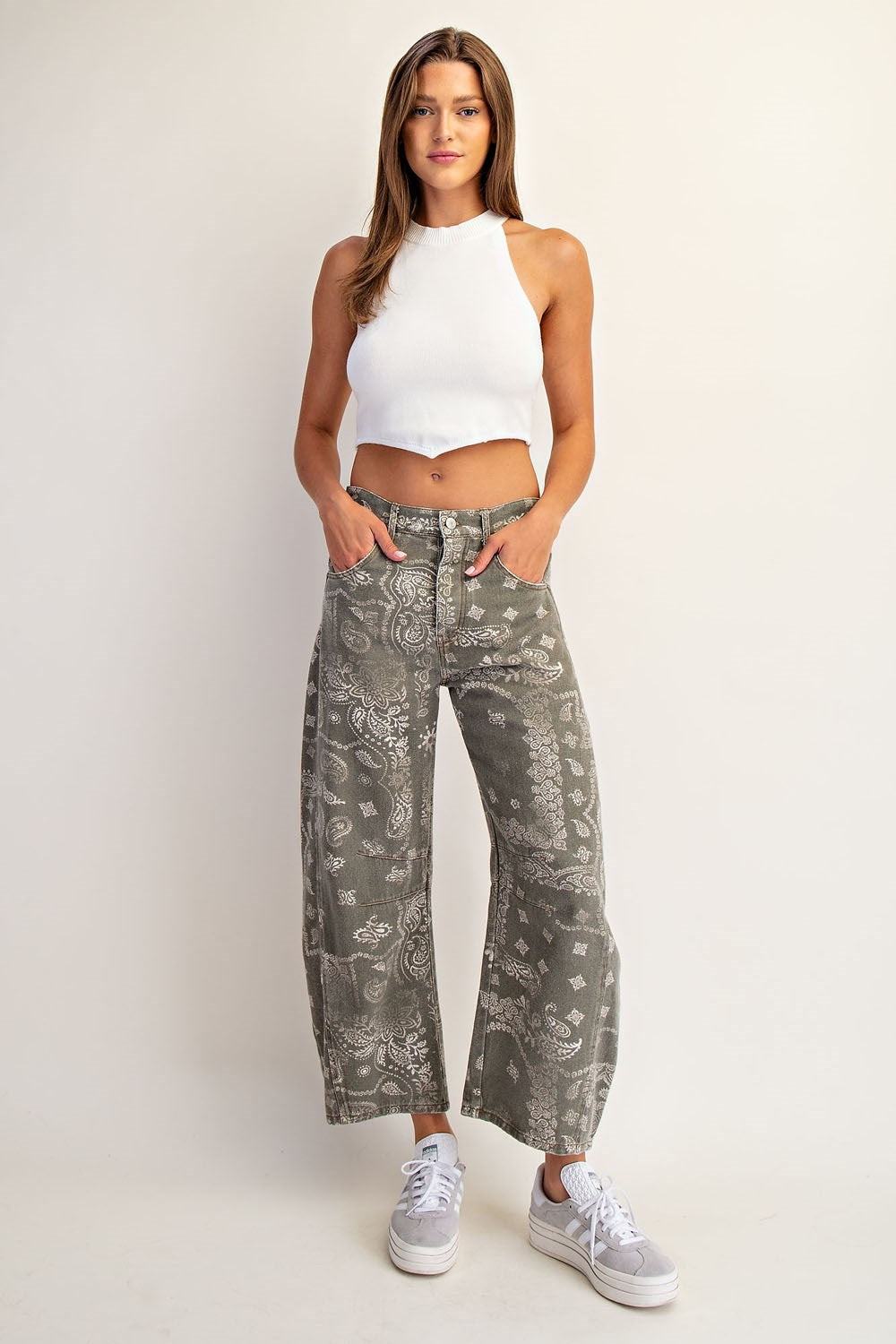 Handkerchief Print Barrel Pant