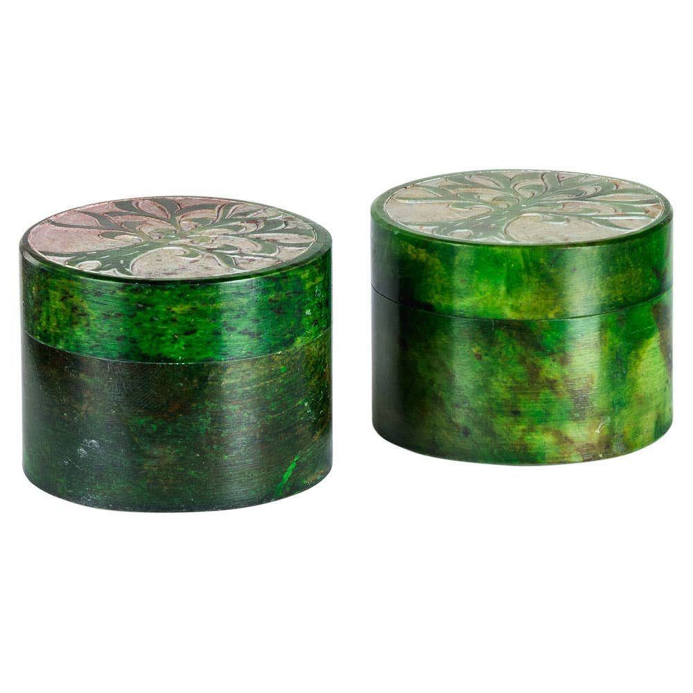 TREE OF LIFE 2" ROUND SOAPSTONE BOX