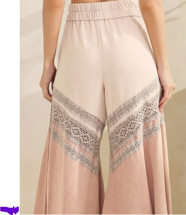 Washed Lace Detail Pant