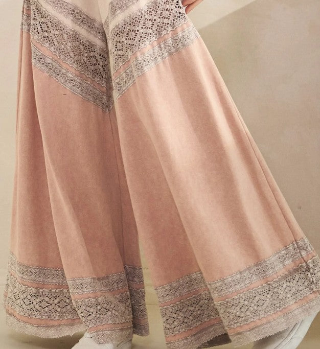 Washed Lace Detail Pant